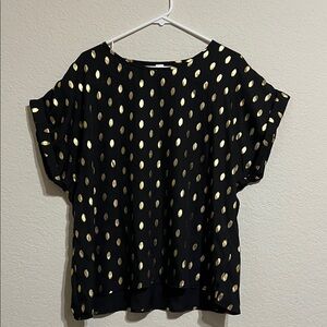 Elegant Black and Gold Women's Polka Dot Blouse